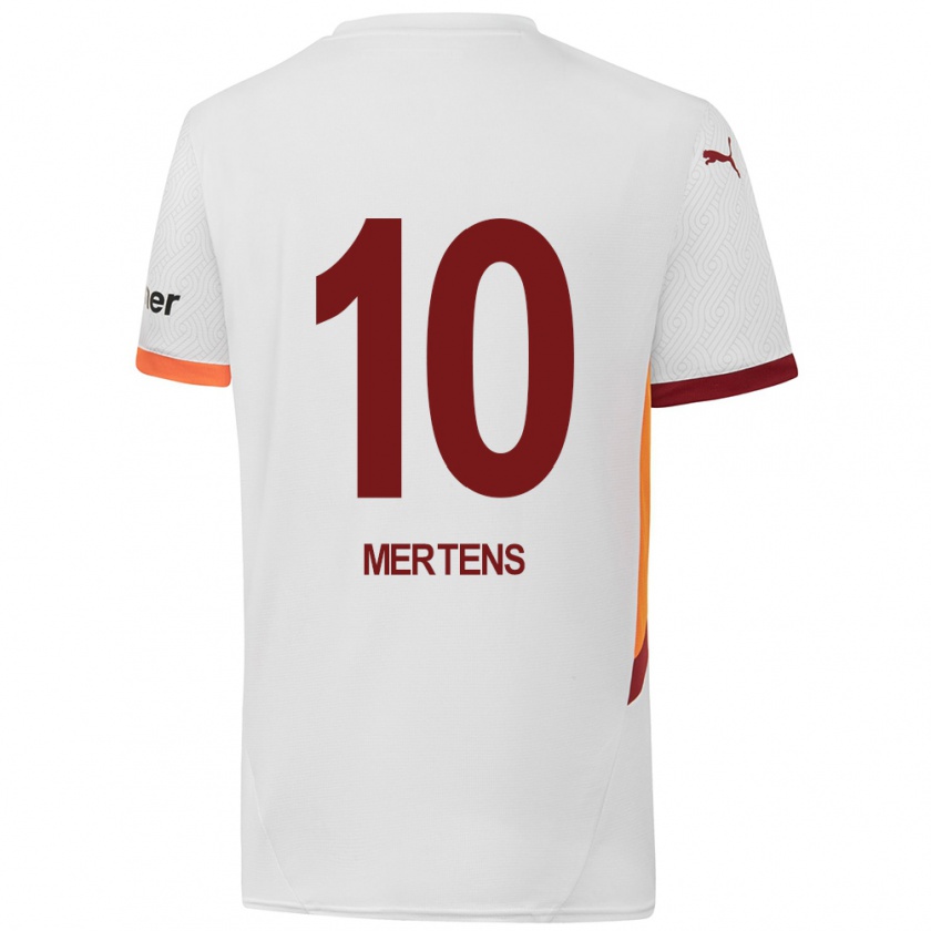 Kandiny Niño Camiseta Dries Mertens #10 Blanco Amarillo Rojo 2ª Equipación 2024/25 La Camisa Chile