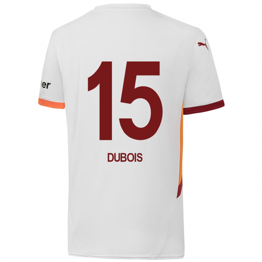 Kandiny Niño Camiseta Léo Dubois #15 Blanco Amarillo Rojo 2ª Equipación 2024/25 La Camisa Chile