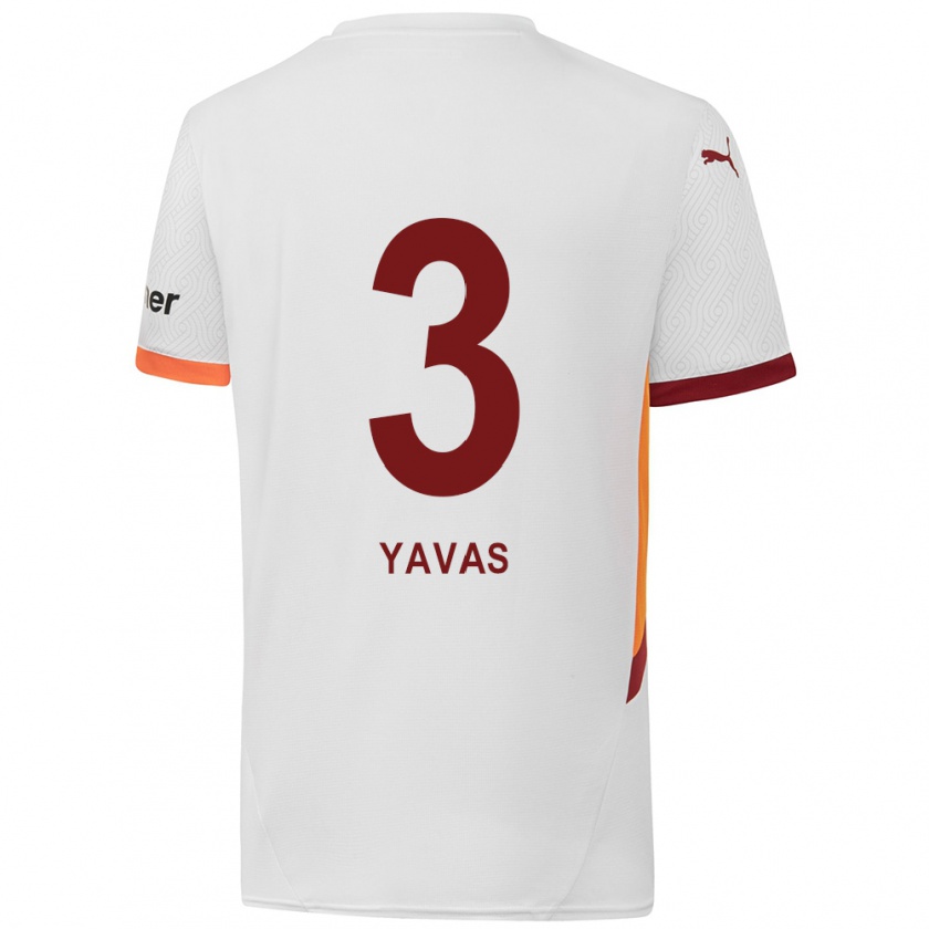 Kandiny Niño Camiseta Arda Yavaş #3 Blanco Amarillo Rojo 2ª Equipación 2024/25 La Camisa Chile