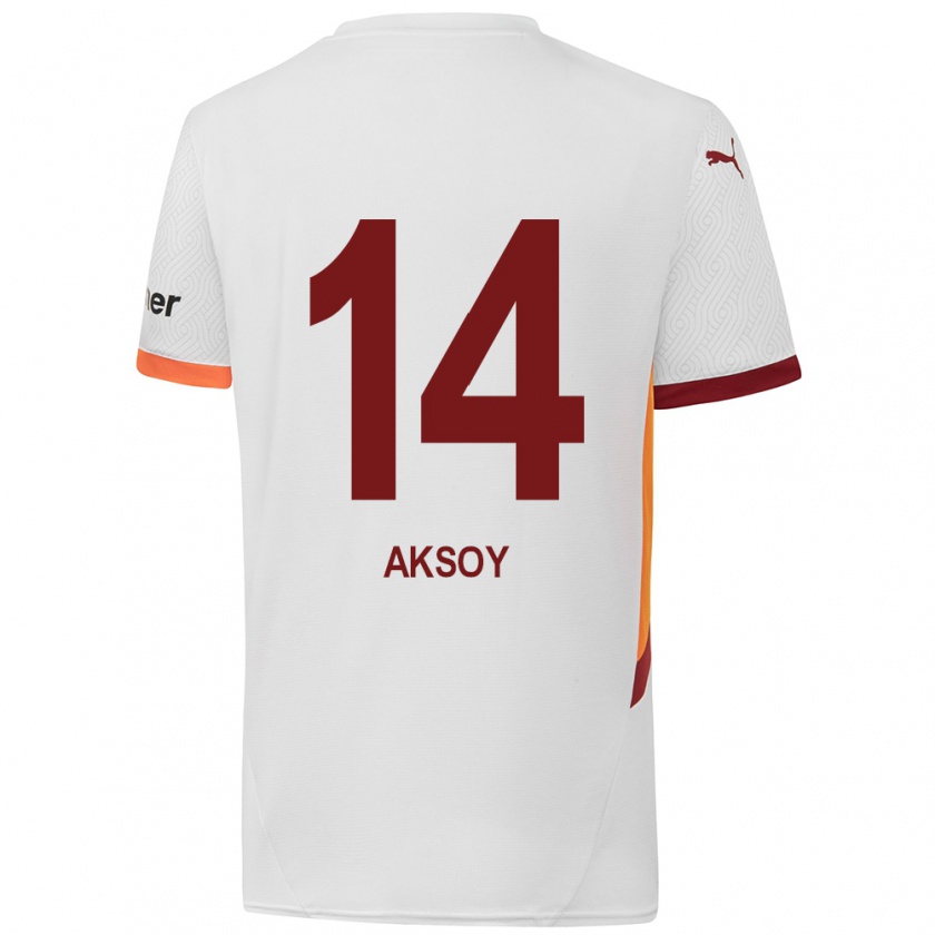 Kandiny Niño Camiseta Berkan Aksoy #14 Blanco Amarillo Rojo 2ª Equipación 2024/25 La Camisa Chile