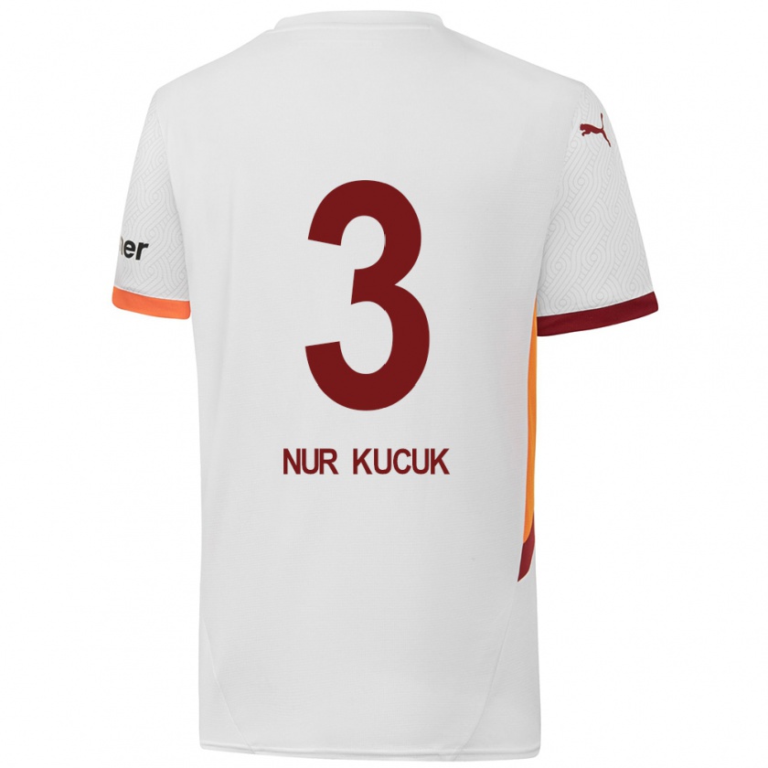 Kandiny Niño Camiseta Rabia Nur Küçük #3 Blanco Amarillo Rojo 2ª Equipación 2024/25 La Camisa Chile