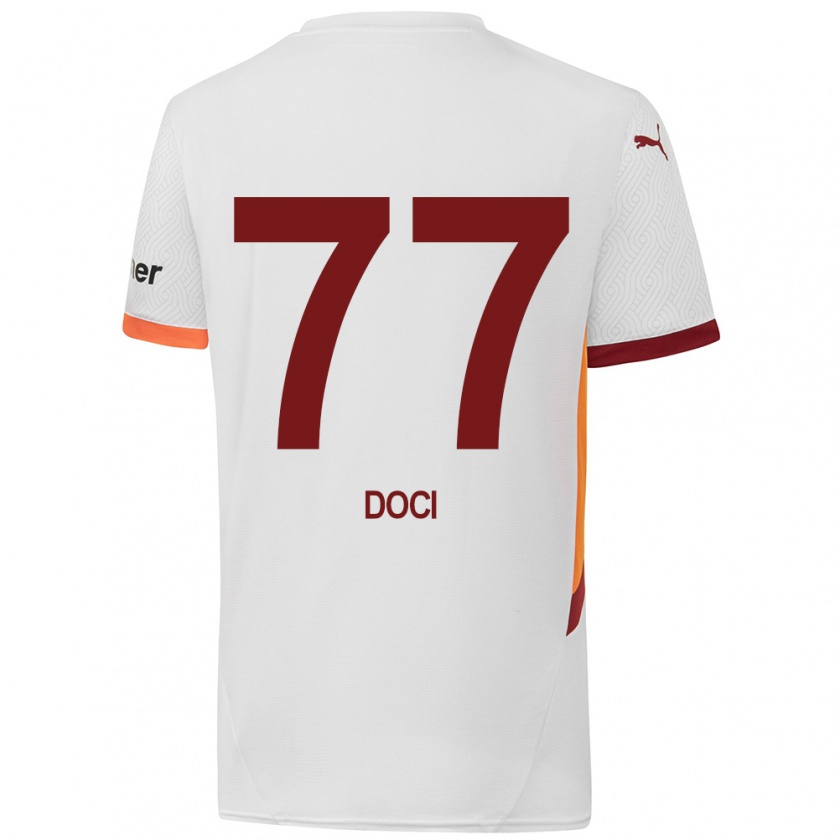 Kandiny Niño Camiseta Megi Doci #77 Blanco Amarillo Rojo 2ª Equipación 2024/25 La Camisa Chile