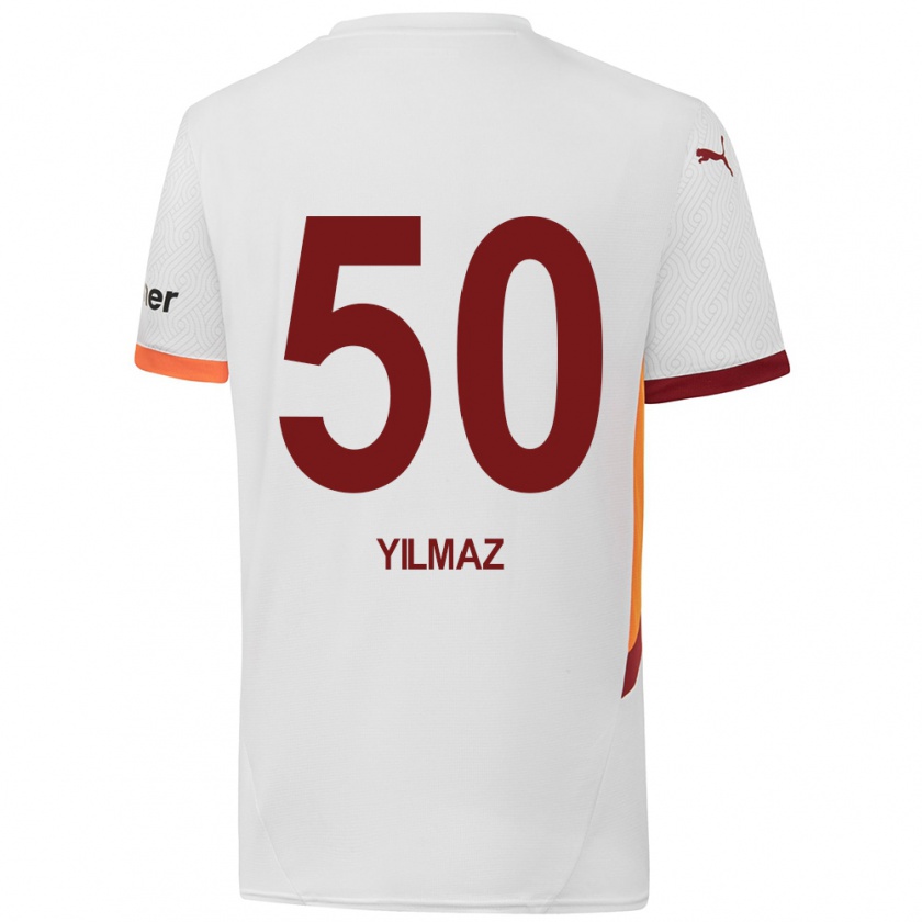 Kandiny Niño Camiseta Jankat Yılmaz #50 Blanco Amarillo Rojo 2ª Equipación 2024/25 La Camisa Chile