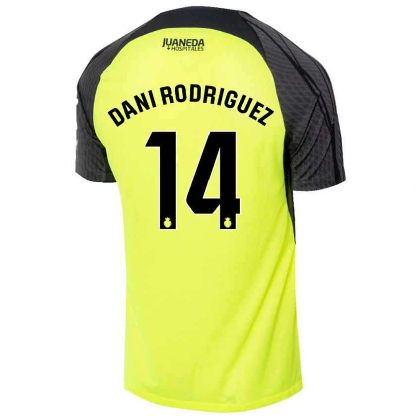 Kandiny Niño Camiseta Dani Rodríguez #14 Verde Fluorescente Negro 2ª Equipación 2024/25 La Camisa Chile