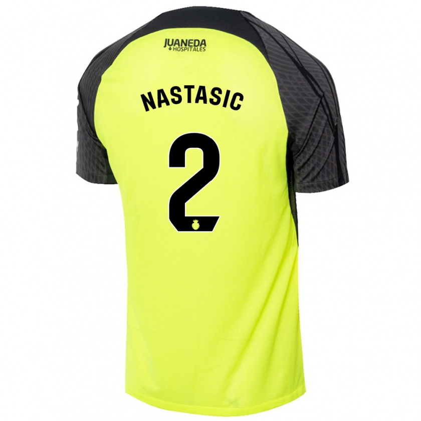 Kandiny Niño Camiseta Matija Nastasic #2 Verde Fluorescente Negro 2ª Equipación 2024/25 La Camisa Chile