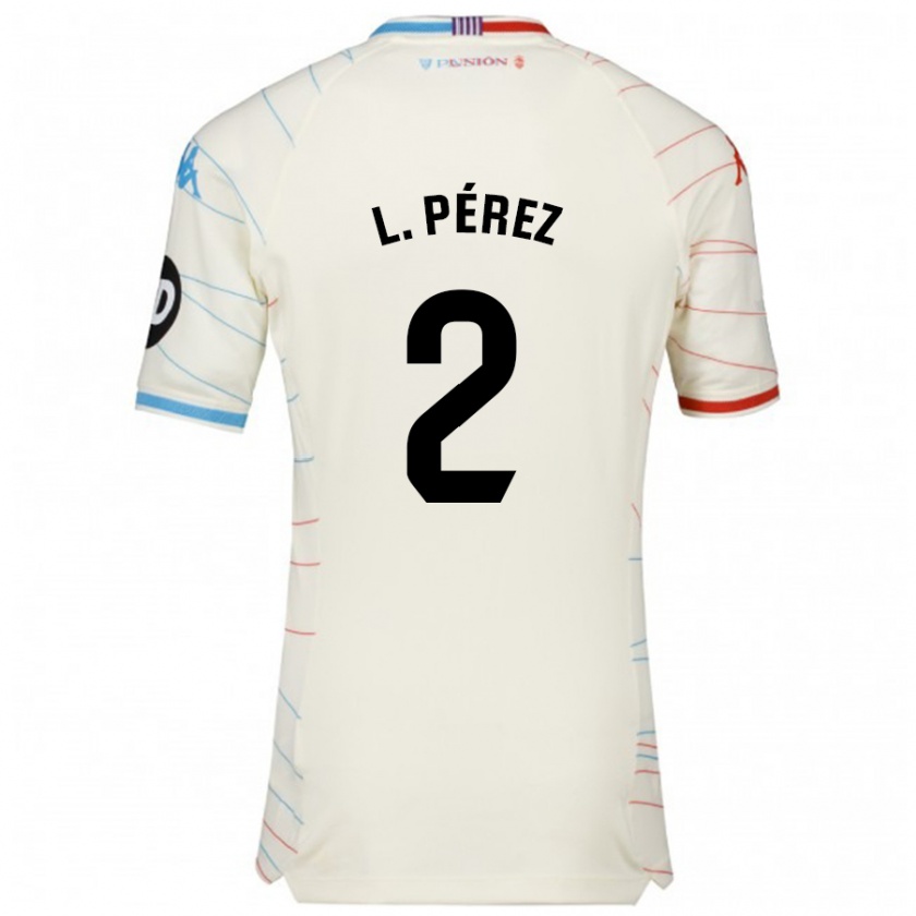 Kandiny Niño Camiseta Luis Pérez #2 Blanco Rojo Azul 2ª Equipación 2024/25 La Camisa Chile