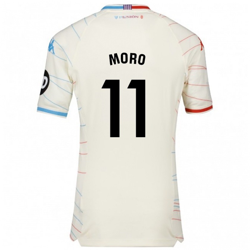 Kandiny Niño Camiseta Raúl Moro #11 Blanco Rojo Azul 2ª Equipación 2024/25 La Camisa Chile