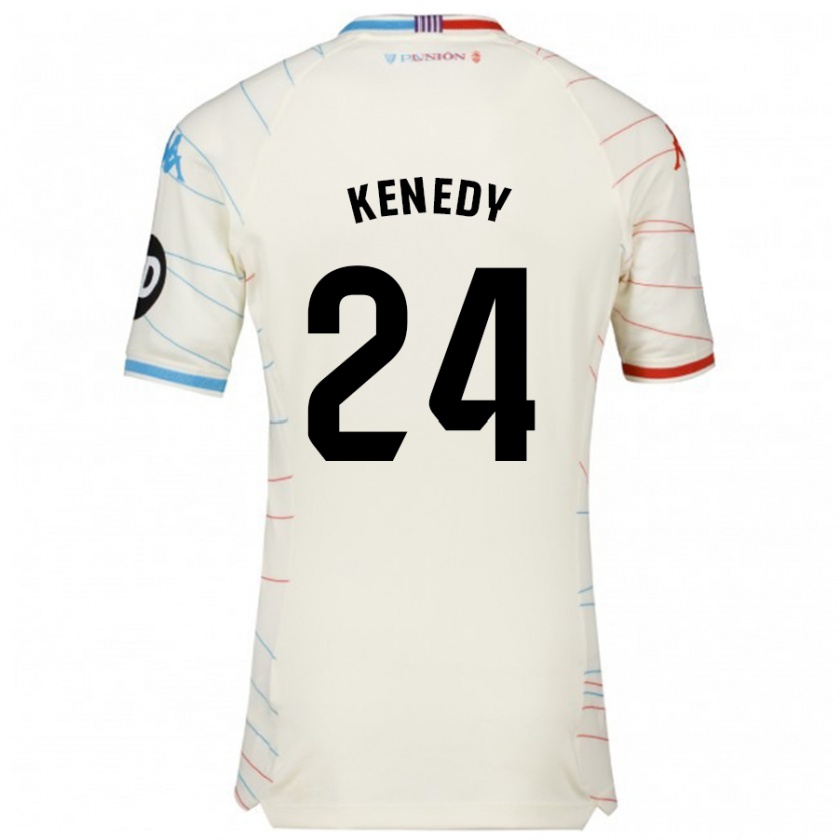 Kandiny Niño Camiseta Kenedy #24 Blanco Rojo Azul 2ª Equipación 2024/25 La Camisa Chile