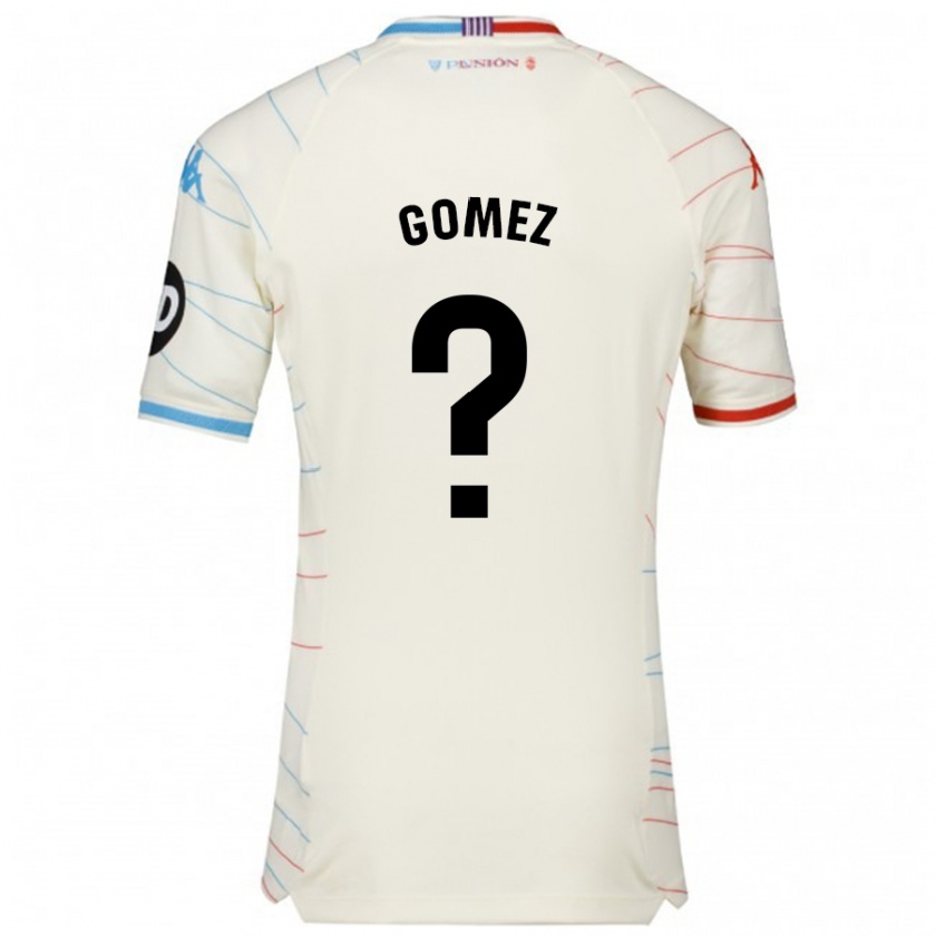 Kandiny Niño Camiseta Adrián Gómez #0 Blanco Rojo Azul 2ª Equipación 2024/25 La Camisa Chile