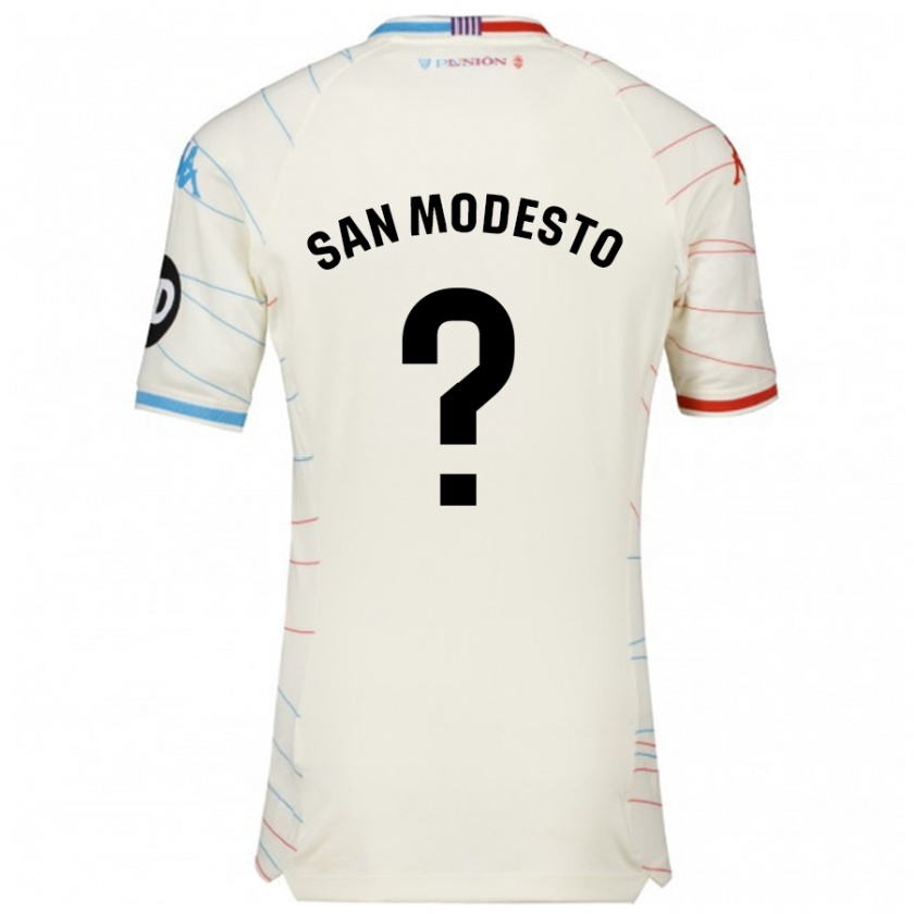 Kandiny Niño Camiseta Hugo San Modesto #0 Blanco Rojo Azul 2ª Equipación 2024/25 La Camisa Chile