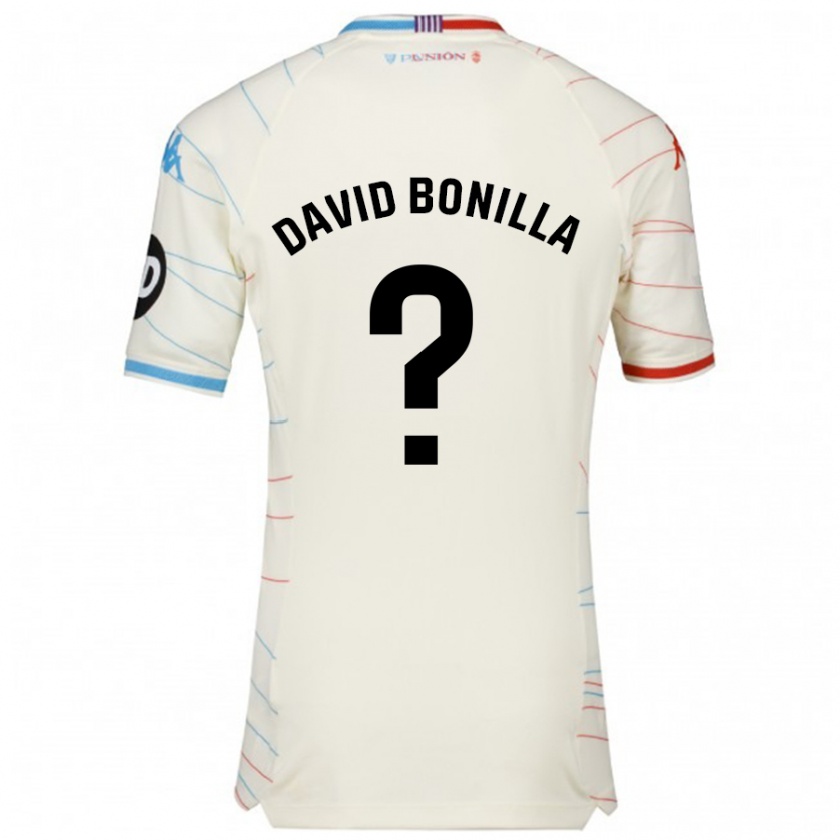 Kandiny Niño Camiseta Juan David Bonilla #0 Blanco Rojo Azul 2ª Equipación 2024/25 La Camisa Chile