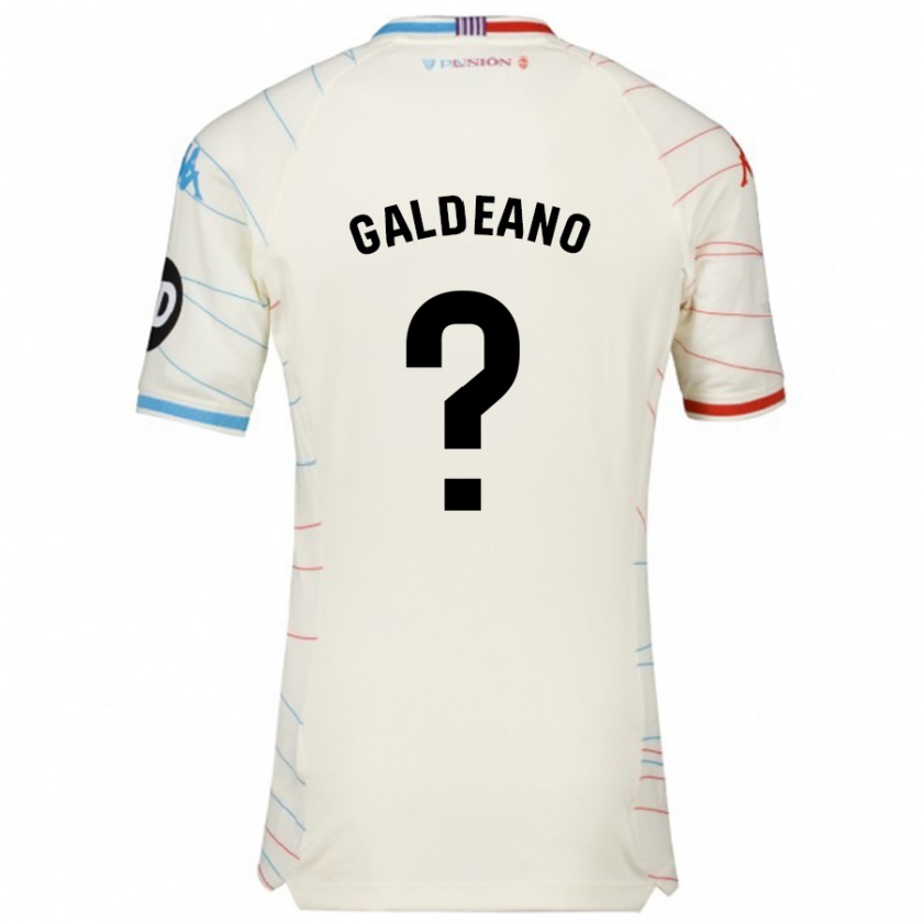 Kandiny Niño Camiseta Alejandro Galdeano #0 Blanco Rojo Azul 2ª Equipación 2024/25 La Camisa Chile