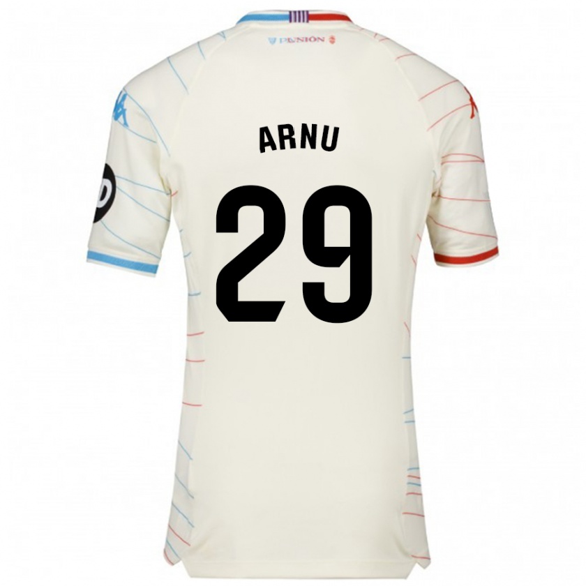 Kandiny Niño Camiseta Adrián Arnu #29 Blanco Rojo Azul 2ª Equipación 2024/25 La Camisa Chile