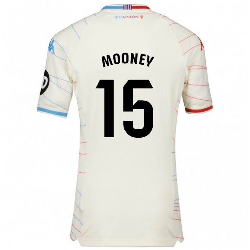 Kandiny Niño Camiseta Fionn Mooney #15 Blanco Rojo Azul 2ª Equipación 2024/25 La Camisa Chile