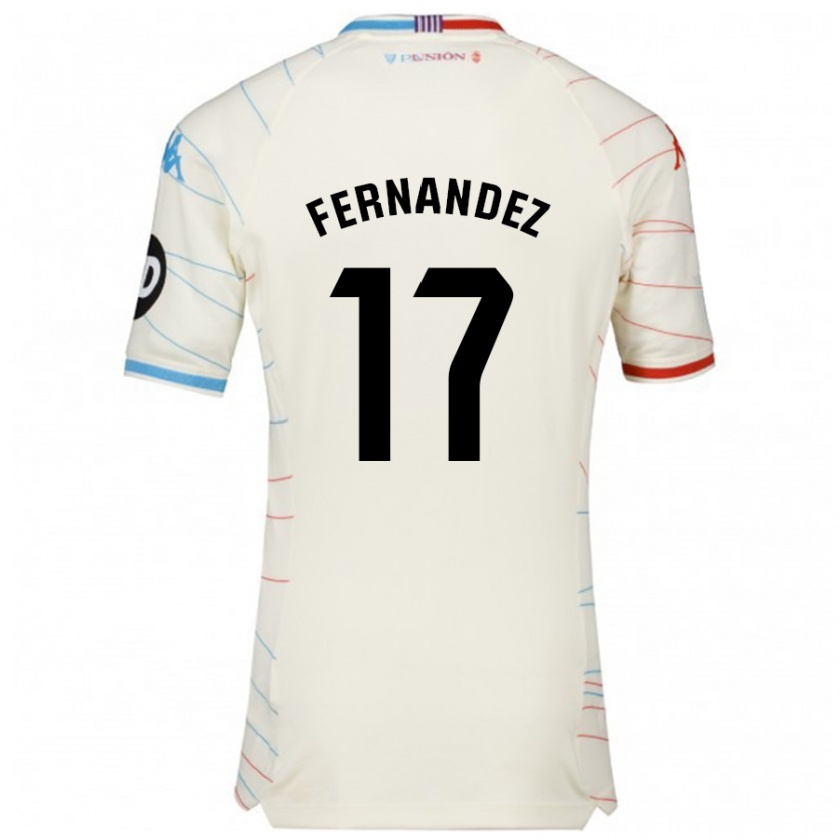 Kandiny Niño Camiseta Dani Fernández #17 Blanco Rojo Azul 2ª Equipación 2024/25 La Camisa Chile