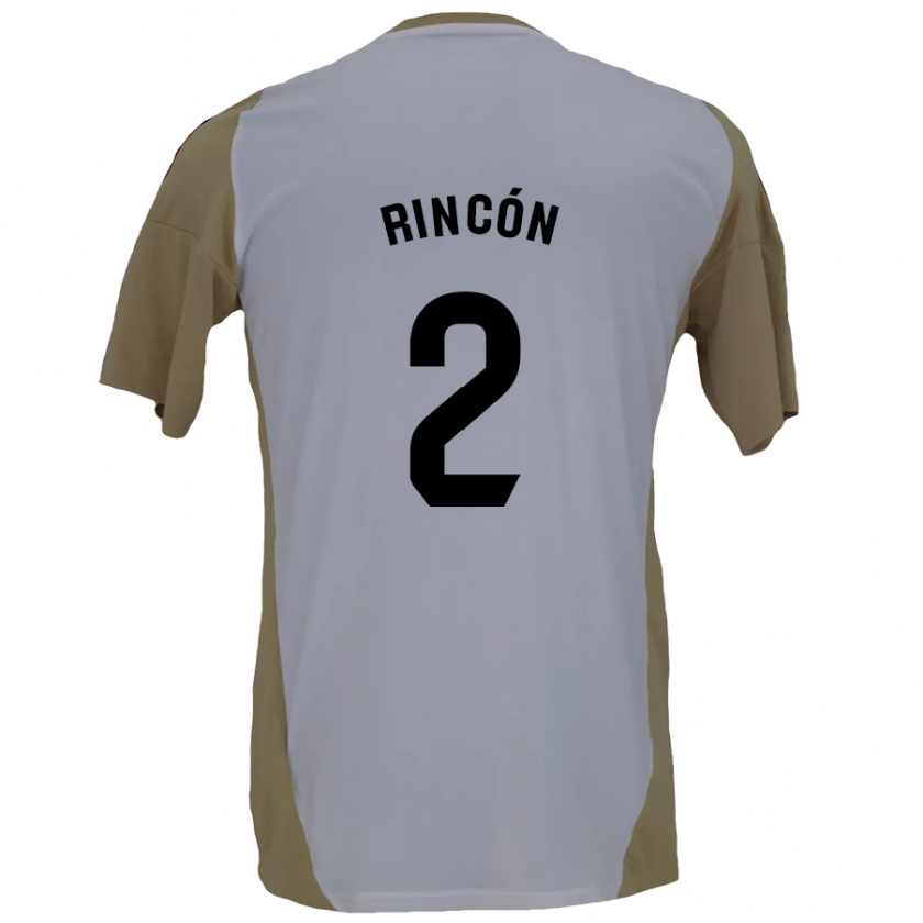 Kandiny Niño Camiseta Hugo Rincón #2 Marrón Blanco 2ª Equipación 2024/25 La Camisa Chile