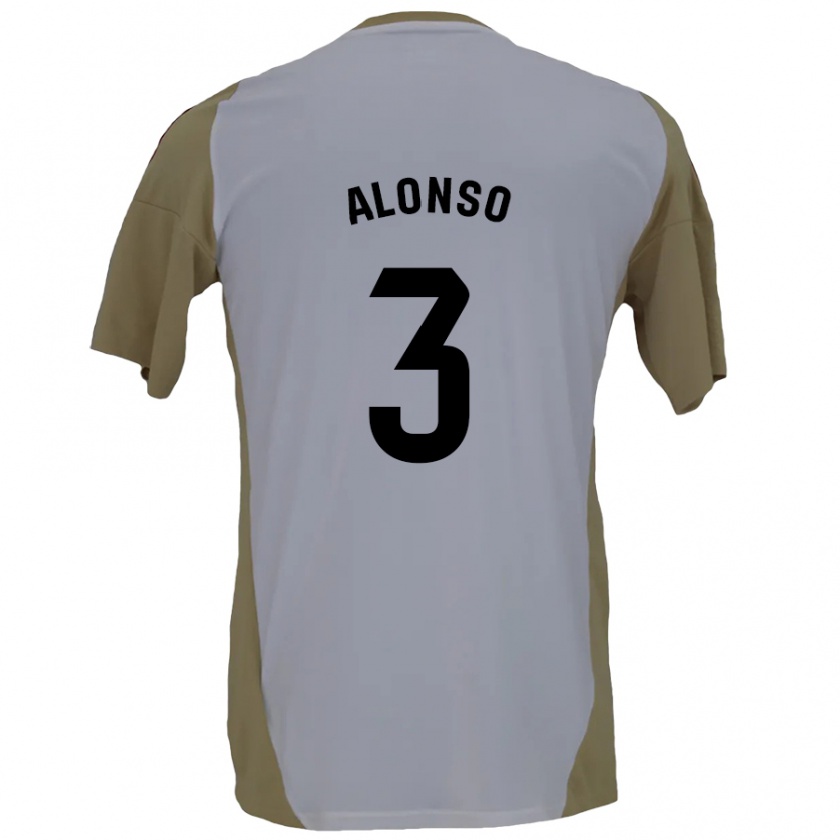 Kandiny Niño Camiseta Julio Alonso #3 Marrón Blanco 2ª Equipación 2024/25 La Camisa Chile