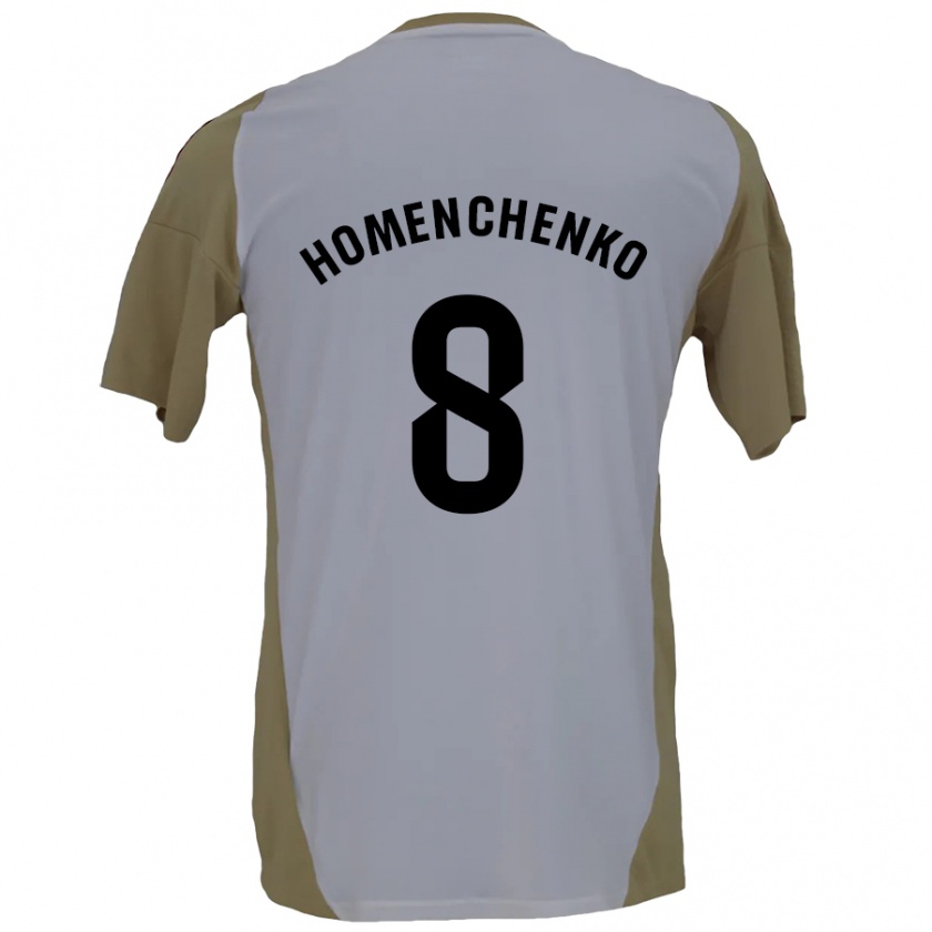 Kandiny Niño Camiseta Santiago Homenchenko #8 Marrón Blanco 2ª Equipación 2024/25 La Camisa Chile