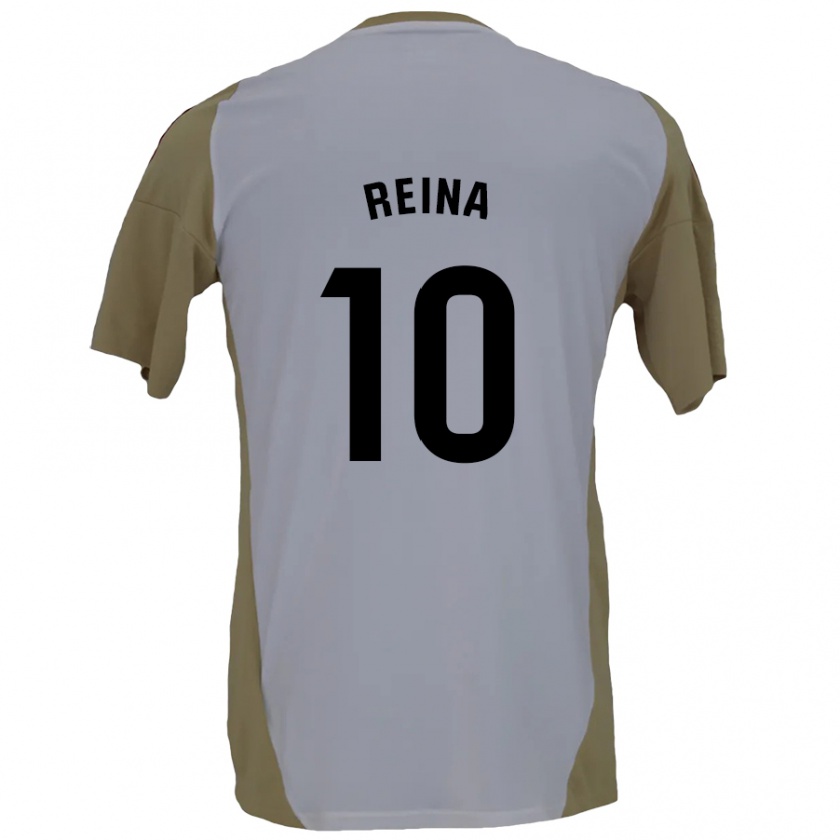 Kandiny Niño Camiseta Alberto Reina #10 Marrón Blanco 2ª Equipación 2024/25 La Camisa Chile