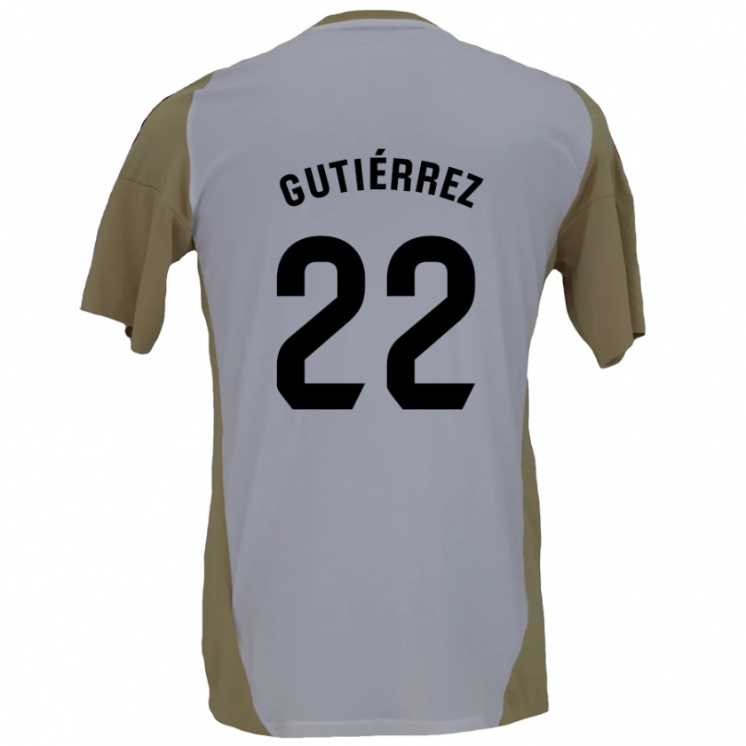 Kandiny Niño Camiseta Juan Gutiérrez #22 Marrón Blanco 2ª Equipación 2024/25 La Camisa Chile