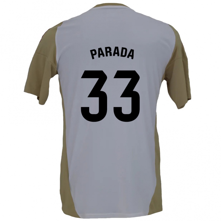 Kandiny Niño Camiseta Victor Parada #33 Marrón Blanco 2ª Equipación 2024/25 La Camisa Chile