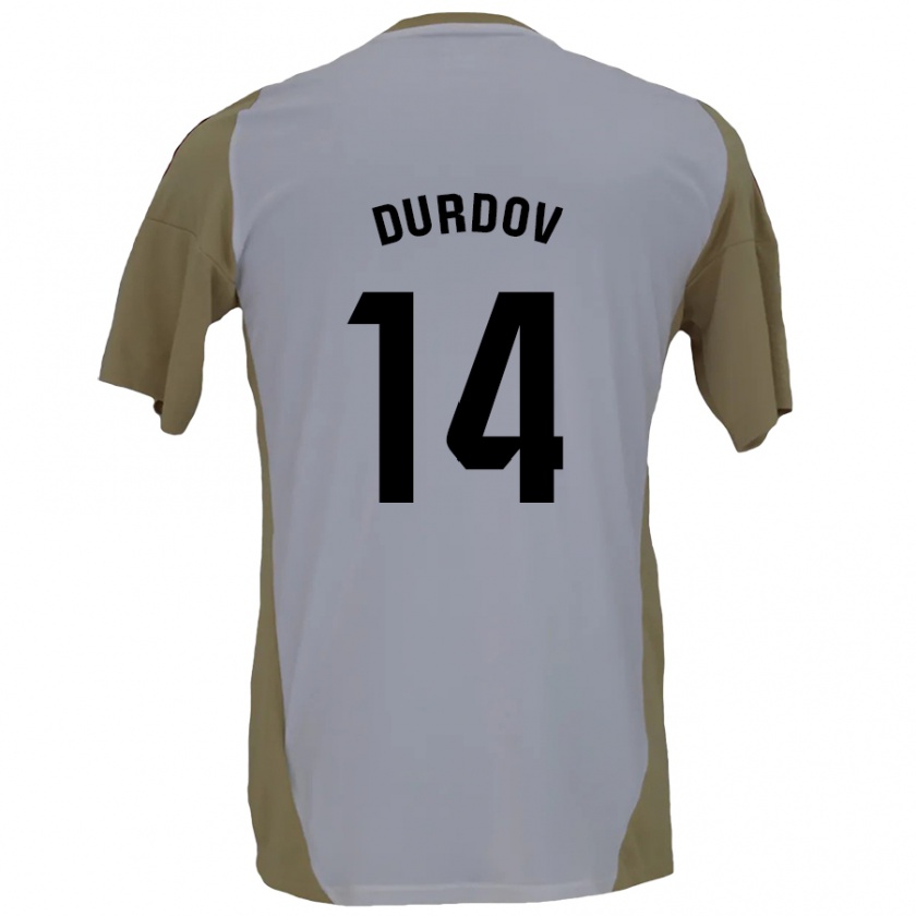 Kandiny Niño Camiseta Ivan Durdov #14 Marrón Blanco 2ª Equipación 2024/25 La Camisa Chile