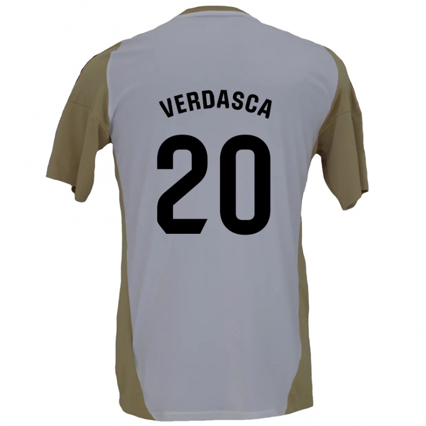 Kandiny Niño Camiseta Diogo Verdasca #20 Marrón Blanco 2ª Equipación 2024/25 La Camisa Chile