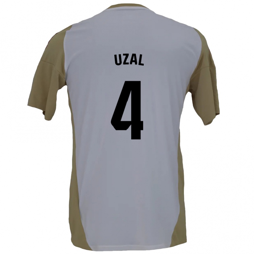 Kandiny Niño Camiseta Yeray Uzal #4 Marrón Blanco 2ª Equipación 2024/25 La Camisa Chile