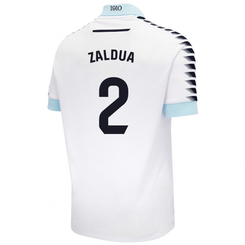 Kandiny Niño Camiseta Joseba Zaldua #2 Blanco Azul 2ª Equipación 2024/25 La Camisa Chile