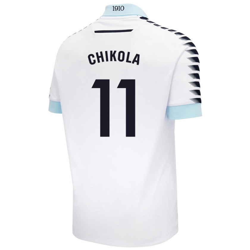 Kandiny Niño Camiseta Peter Chikola #11 Blanco Azul 2ª Equipación 2024/25 La Camisa Chile