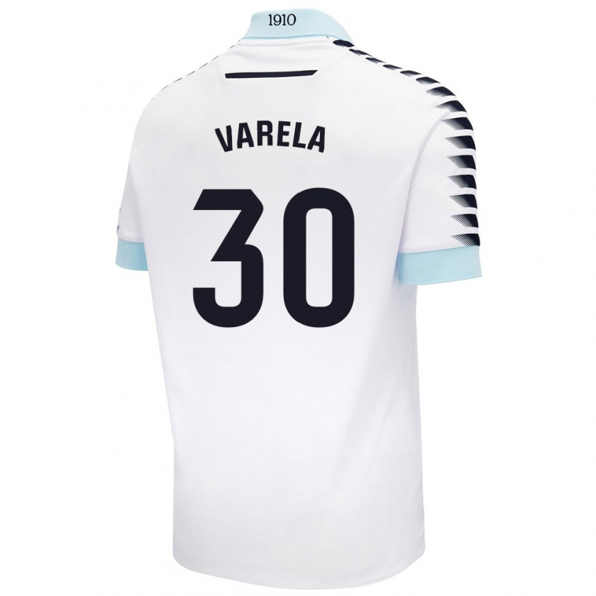 Kandiny Niño Camiseta Brandon Varela #30 Blanco Azul 2ª Equipación 2024/25 La Camisa Chile