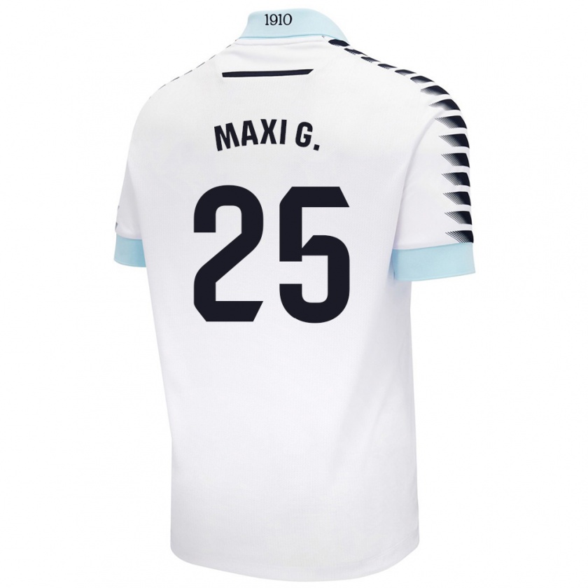 Kandiny Niño Camiseta Maxi Gómez #25 Blanco Azul 2ª Equipación 2024/25 La Camisa Chile