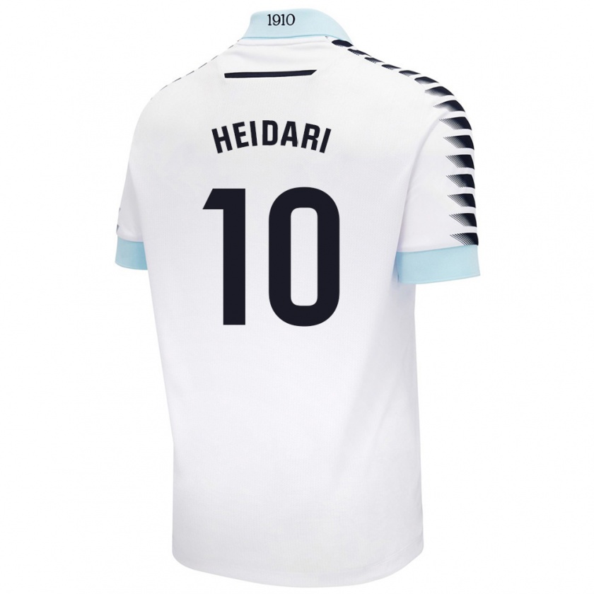 Kandiny Niño Camiseta Arman Heidari #10 Blanco Azul 2ª Equipación 2024/25 La Camisa Chile