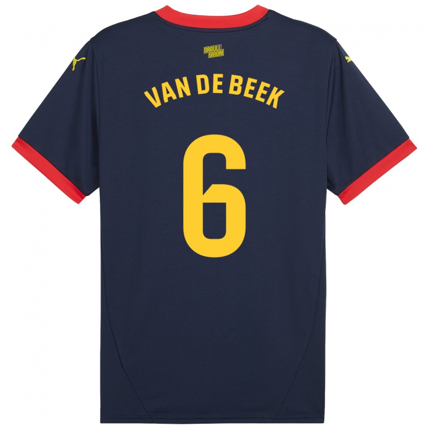 Kandiny Niño Camiseta Donny Van De Beek #6 Azul Marino Rojo 2ª Equipación 2024/25 La Camisa Chile