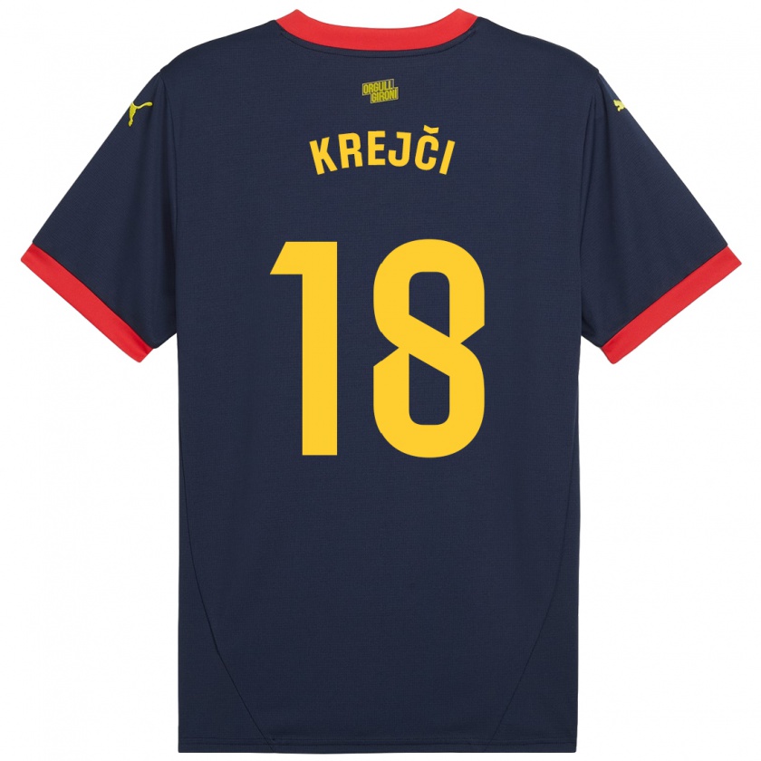 Kandiny Niño Camiseta Ladislav Krejci #18 Azul Marino Rojo 2ª Equipación 2024/25 La Camisa Chile