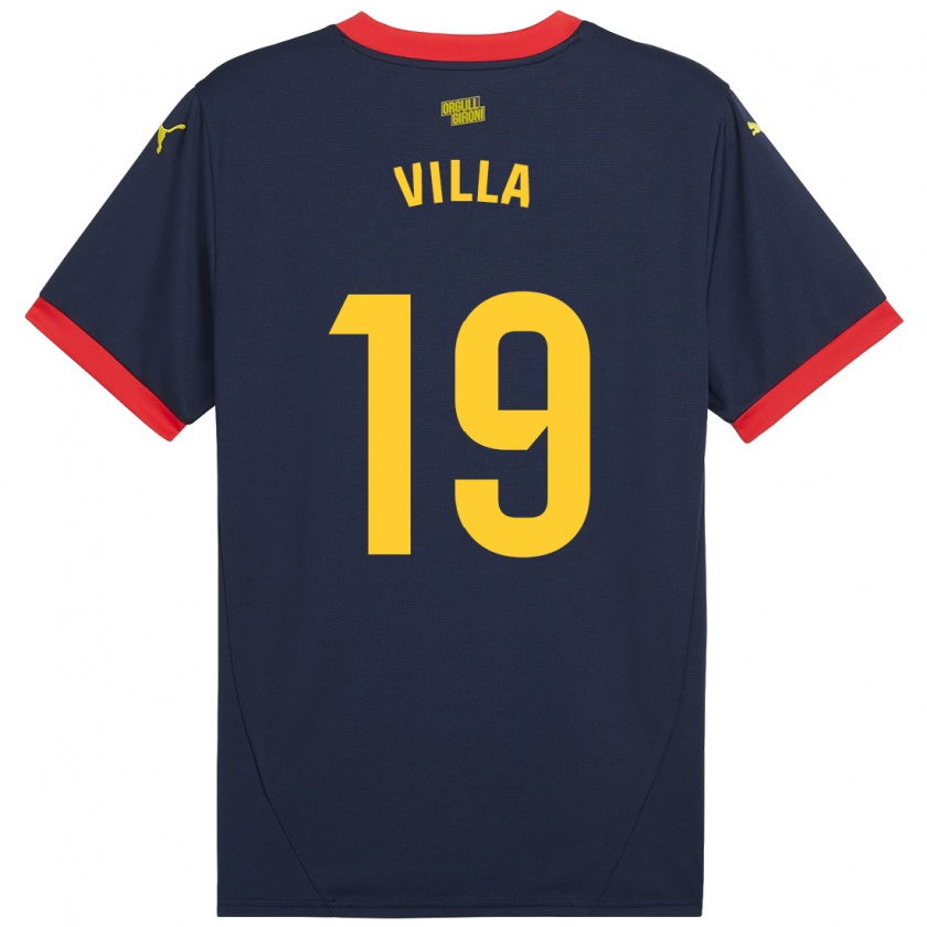 Kandiny Niño Camiseta Toni Villa #19 Azul Marino Rojo 2ª Equipación 2024/25 La Camisa Chile