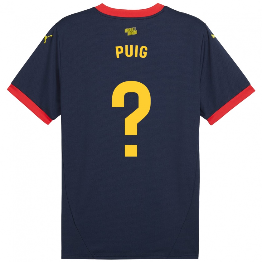 Kandiny Niño Camiseta Sergi Puig #0 Azul Marino Rojo 2ª Equipación 2024/25 La Camisa Chile