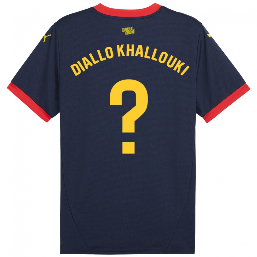 Kandiny Niño Camiseta Siaka Diallo Khallouki #0 Azul Marino Rojo 2ª Equipación 2024/25 La Camisa Chile