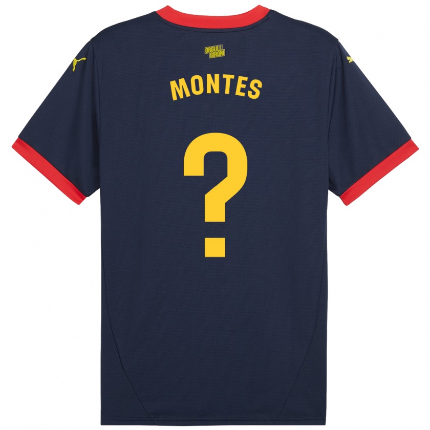 Kandiny Niño Camiseta Luis Montes #0 Azul Marino Rojo 2ª Equipación 2024/25 La Camisa Chile