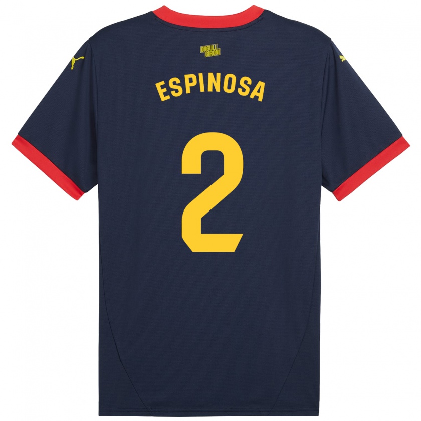 Kandiny Niño Camiseta Bernardo Espinosa #2 Azul Marino Rojo 2ª Equipación 2024/25 La Camisa Chile