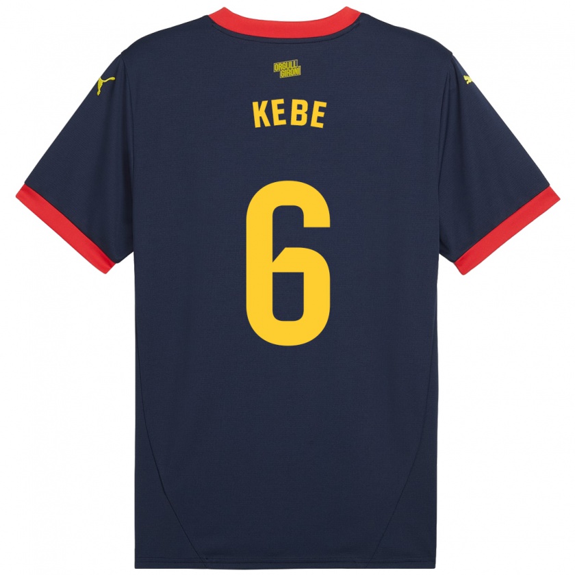 Kandiny Niño Camiseta Ibrahima Kébé #6 Azul Marino Rojo 2ª Equipación 2024/25 La Camisa Chile