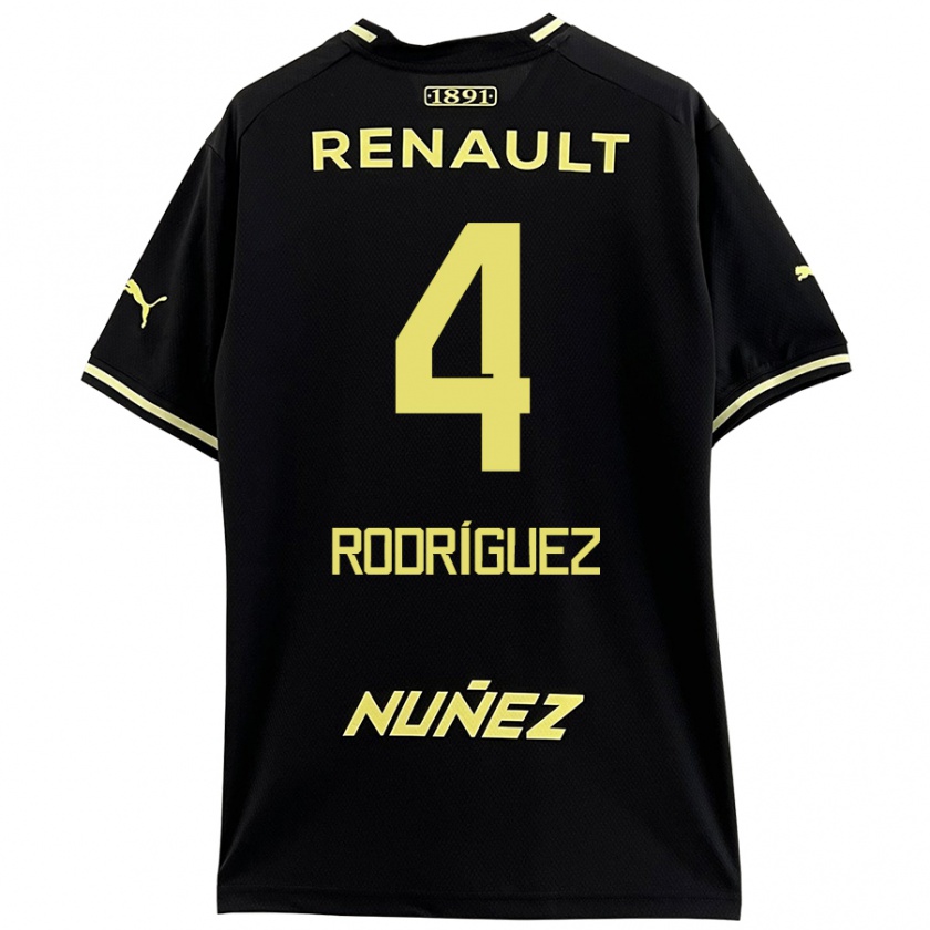 Kandiny Niño Camiseta Guzmán Rodríguez #4 Negro Amarillo 2ª Equipación 2024/25 La Camisa Chile