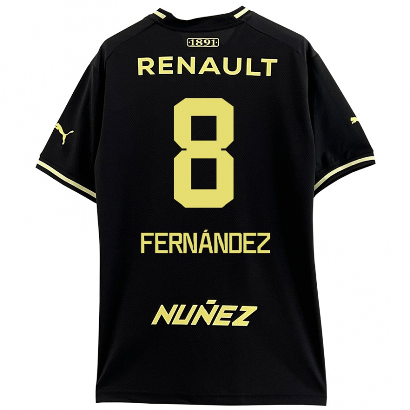 Kandiny Niño Camiseta Leonardo Fernández #8 Negro Amarillo 2ª Equipación 2024/25 La Camisa Chile