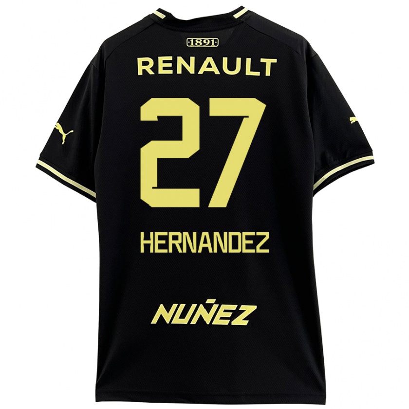 Kandiny Niño Camiseta Lucas Hernández #27 Negro Amarillo 2ª Equipación 2024/25 La Camisa Chile