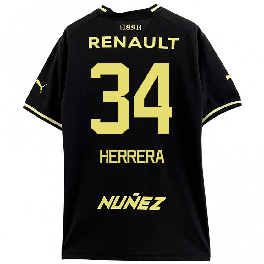 Kandiny Niño Camiseta Nahuel Herrera #34 Negro Amarillo 2ª Equipación 2024/25 La Camisa Chile