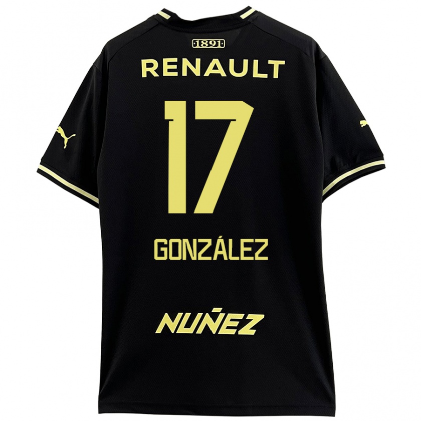 Kandiny Niño Camiseta Luciano González #17 Negro Amarillo 2ª Equipación 2024/25 La Camisa Chile