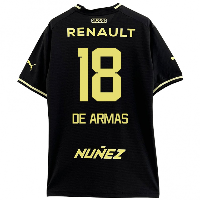 Kandiny Niño Camiseta Nahuel De Armas #18 Negro Amarillo 2ª Equipación 2024/25 La Camisa Chile