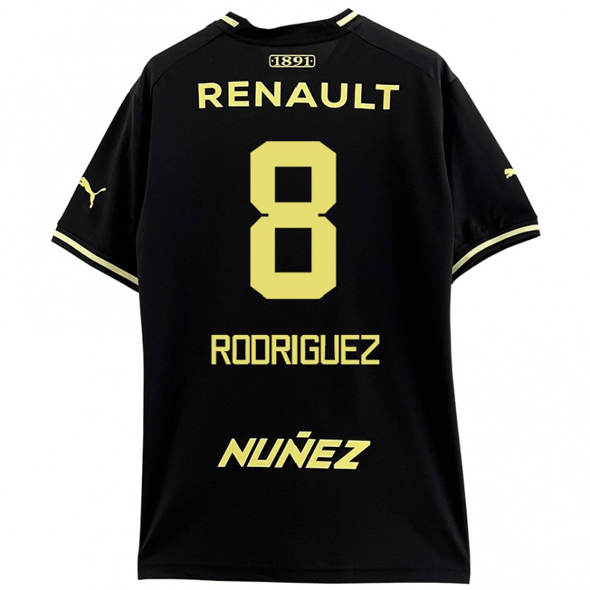 Kandiny Niño Camiseta Sebastián Rodríguez #8 Negro Amarillo 2ª Equipación 2024/25 La Camisa Chile