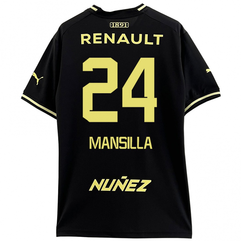 Kandiny Niño Camiseta Brian Mansilla #24 Negro Amarillo 2ª Equipación 2024/25 La Camisa Chile