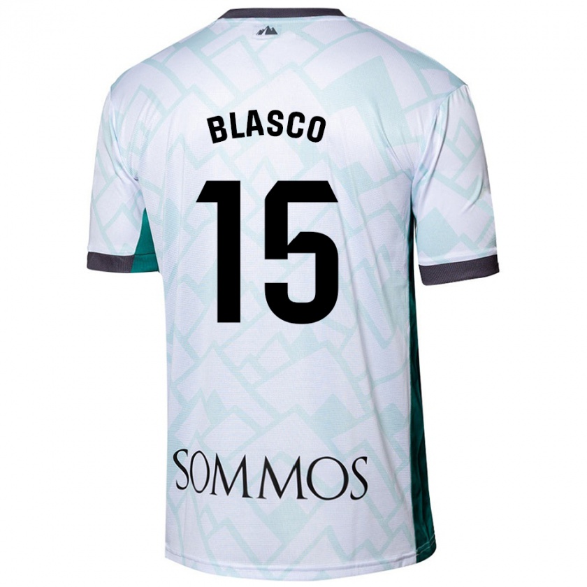 Kandiny Niño Camiseta Jérémy Blasco #15 Blanco Verde 2ª Equipación 2024/25 La Camisa Chile